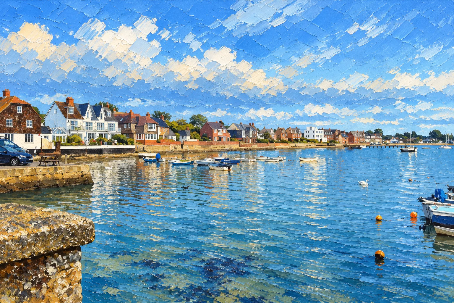 Emsworth waterfront and boats in Chichester Harbour