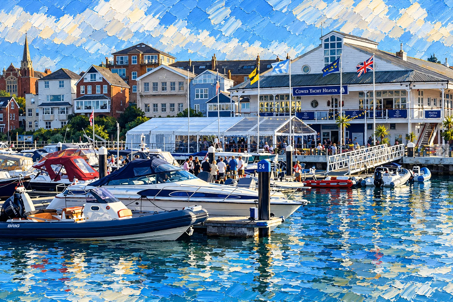 Cowes Yacht Haven marina office and pontoons, Cowes