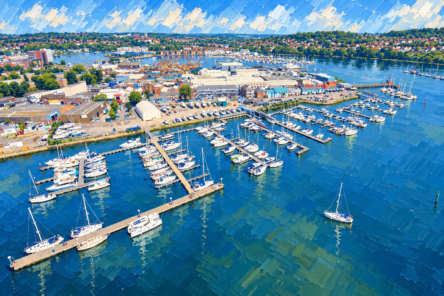 Shamrock Quay marina pontoons on the River Itchen, Southampton