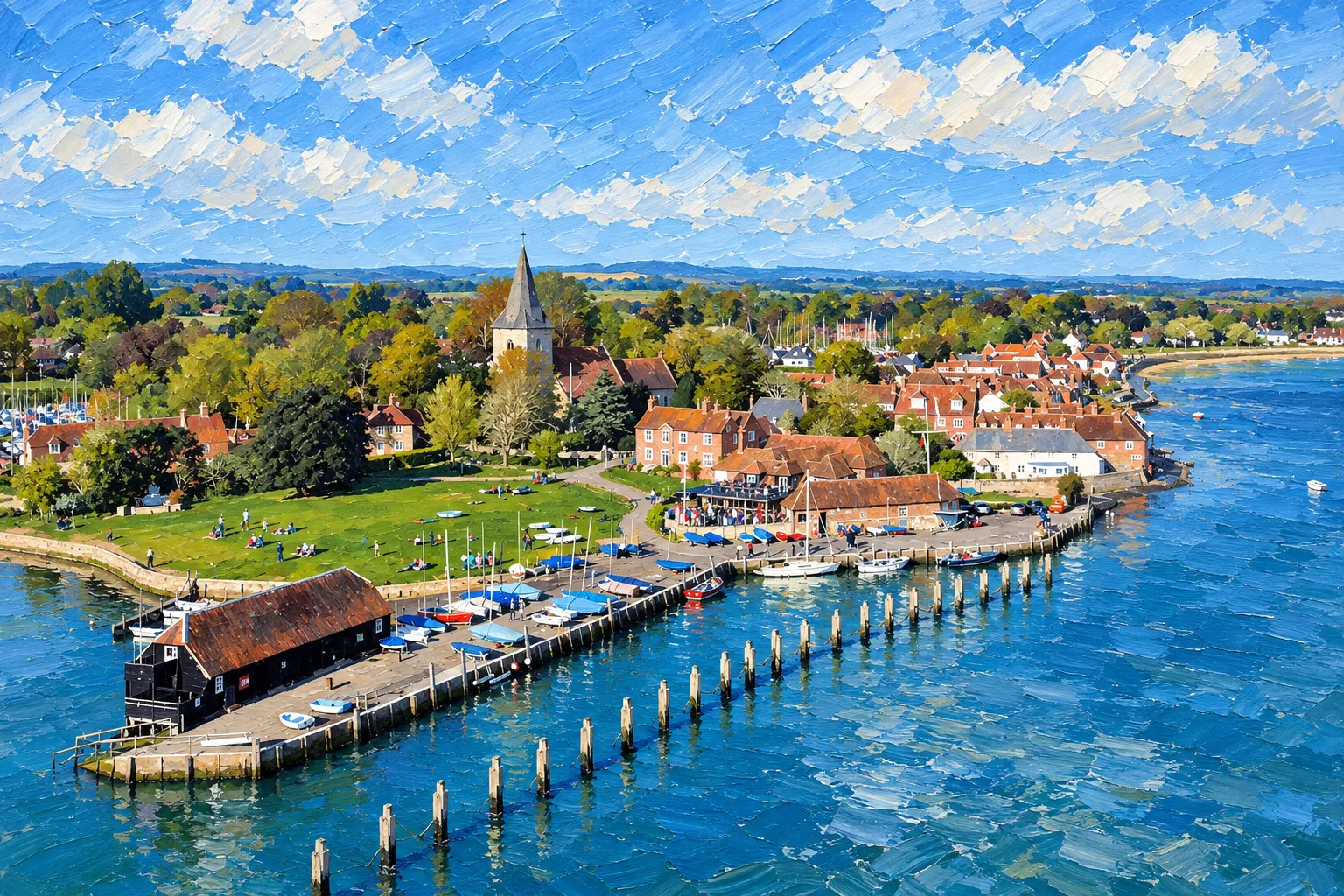 Bosham village, quay and tidal waterfront in Chichester Harbour