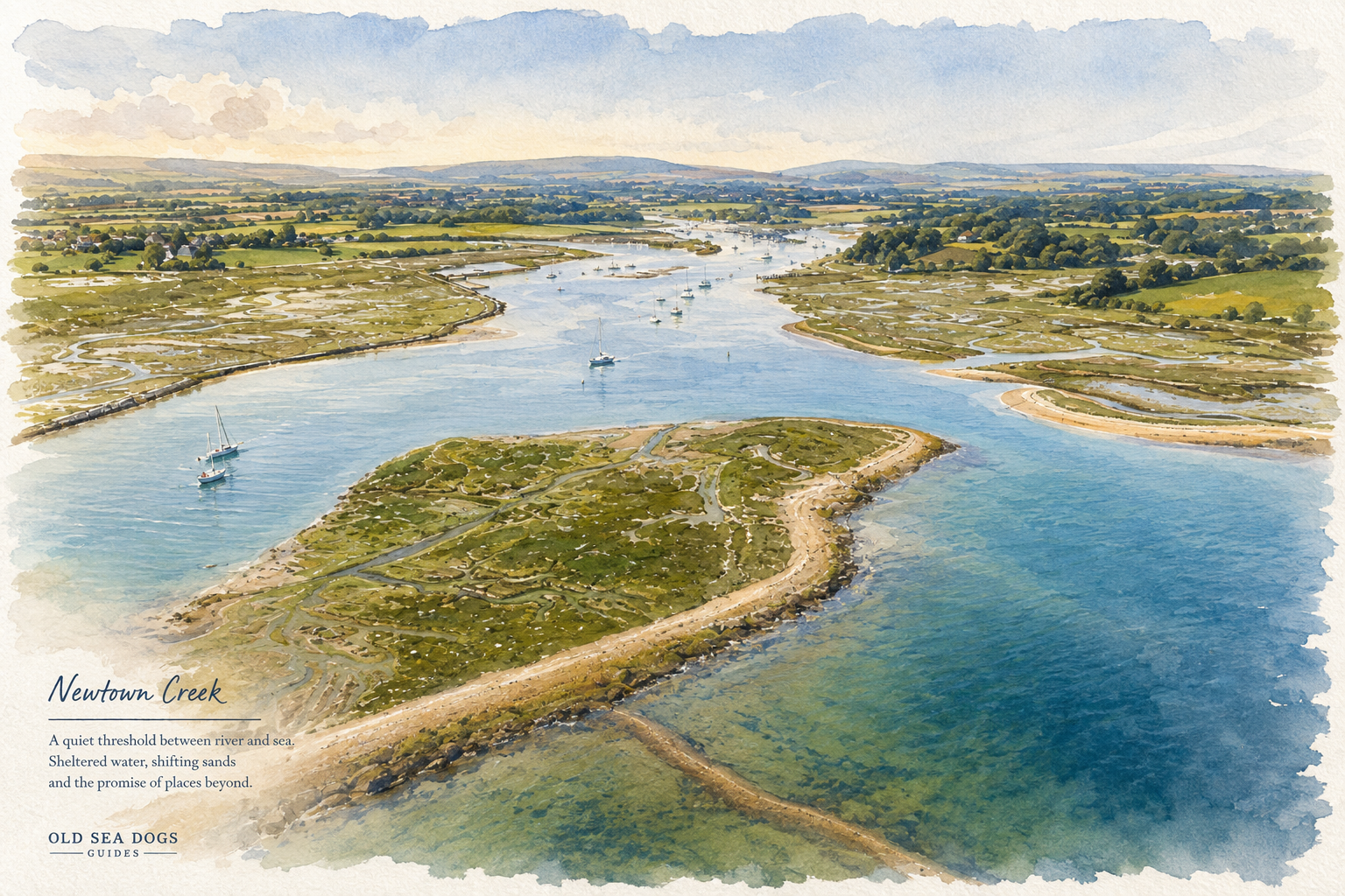 Newtown Creek and its surrounding salt marsh viewed from above.