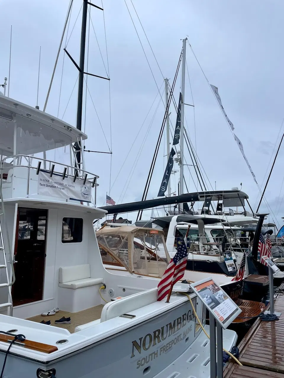 Grey skies and wet pontoons did little to diminish the spectacle of the 2026 Newport International Boat Show, spread across the waterfront of Rhode Island's famous sailing city.