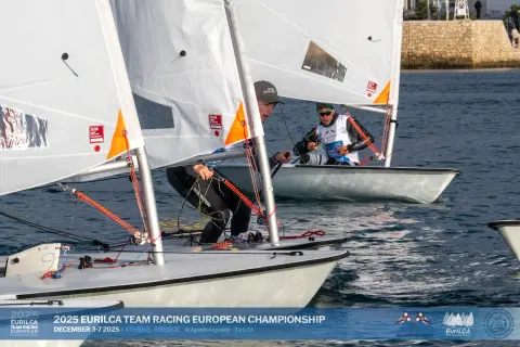 Italy and Sweden Set the Pace After a Testing Day Two at the EurILCA Team Racing Europeans