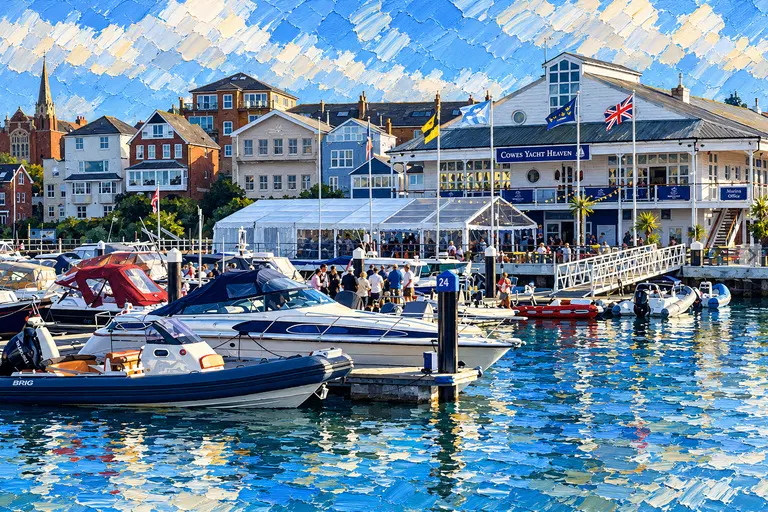 Cowes Yacht Haven marina office and pontoons, Cowes