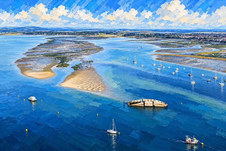 Langstone Harbour entrance with the Mulberry caisson