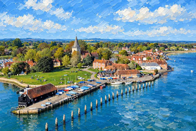 Bosham village, quay and tidal waterfront in Chichester Harbour